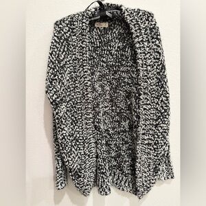 Hollister Black and White Fuzzy Open-front Women’s Cardigan, Small